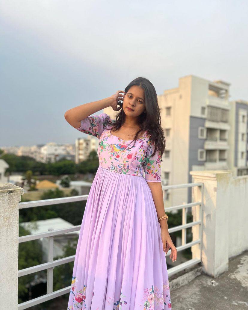 Designer Party Wear Look Gown With Beautiful Floral Print