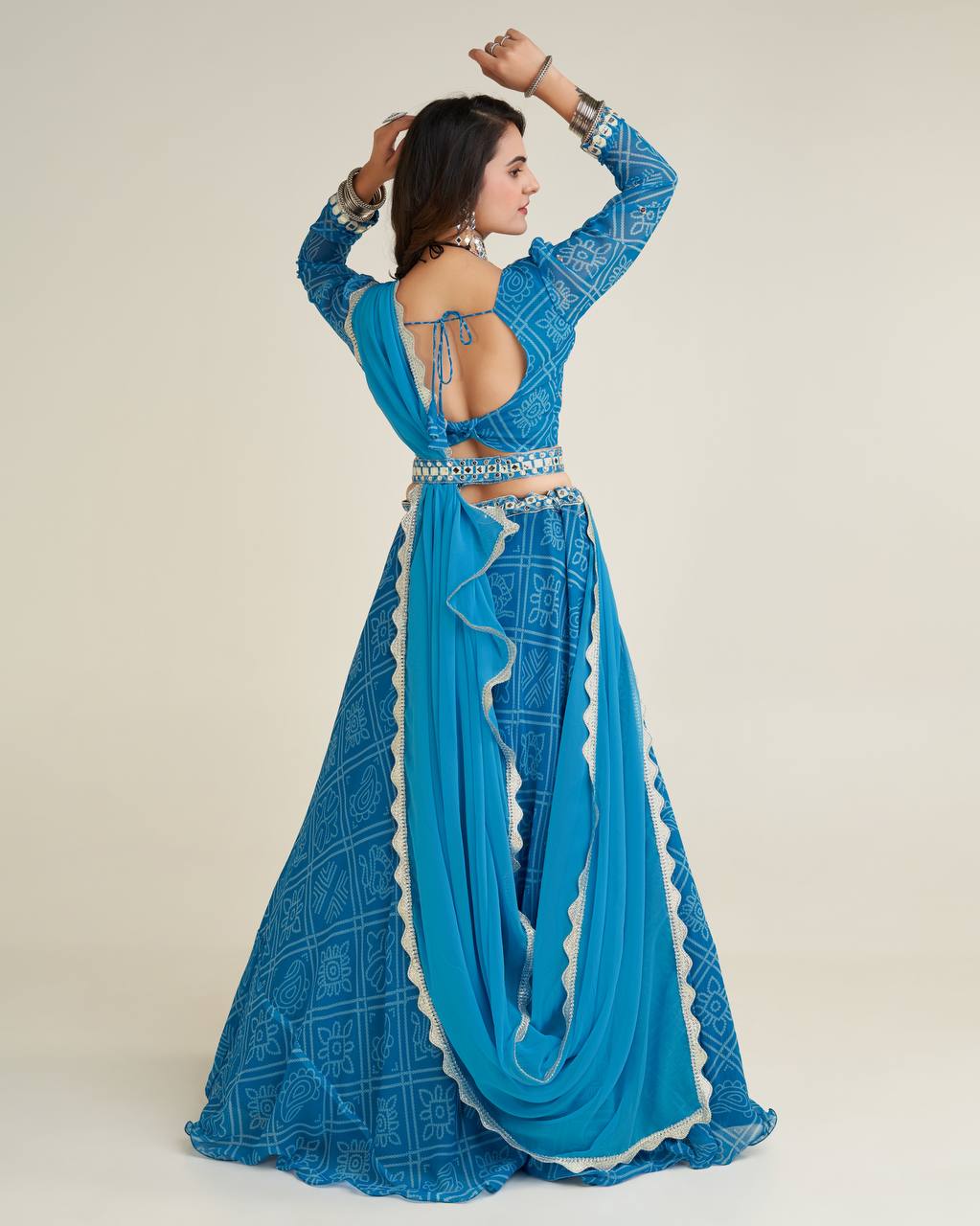 Beautiful Lehenga Choli With Thread, Paper Mirror & Sequence Work