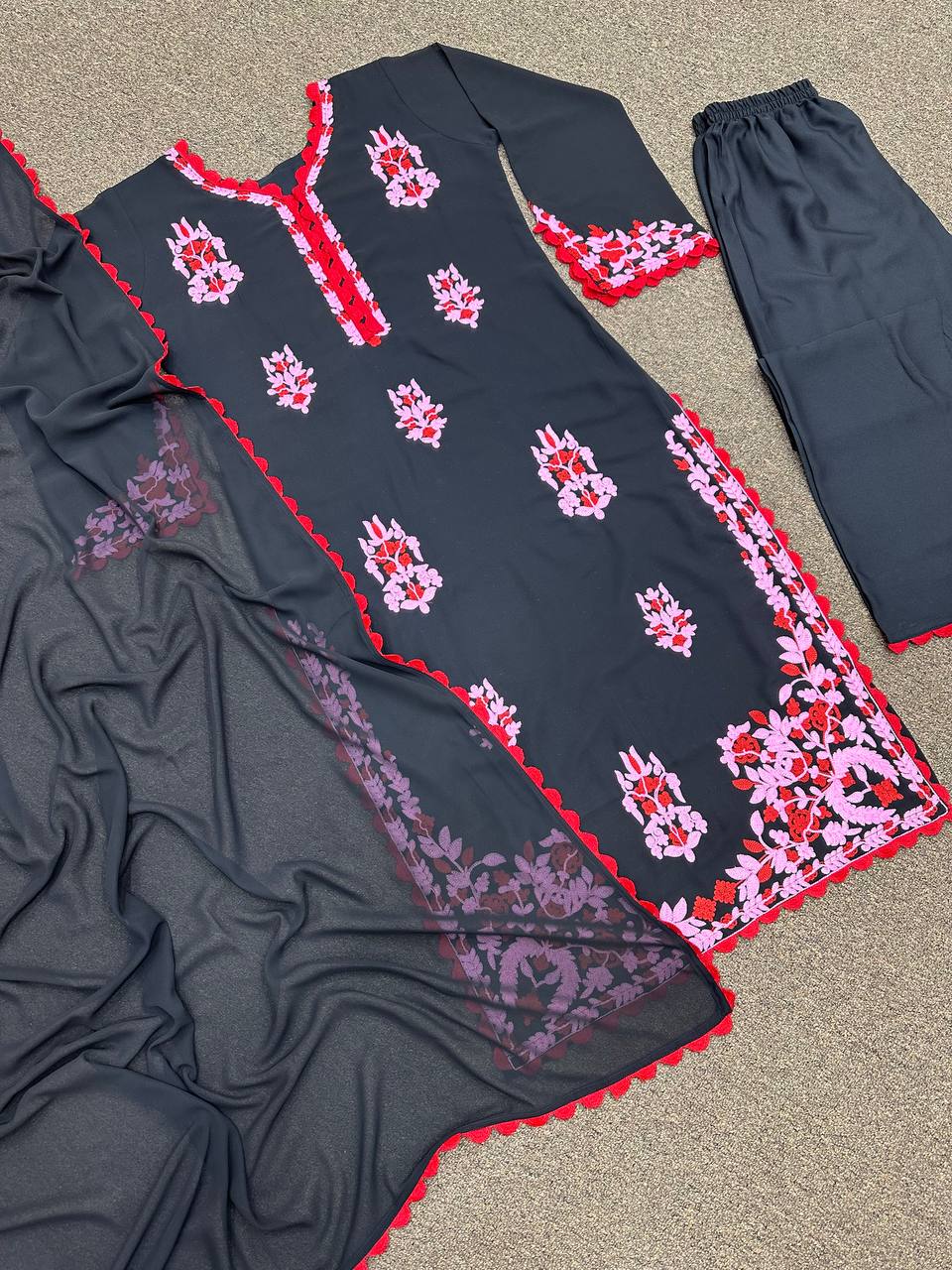 Beautiful Top - Pent & Dupatta With Fancy Embroidery Work