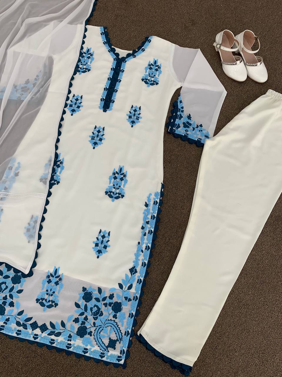 Beautiful Top - Pent & Dupatta With Fancy Embroidery Work