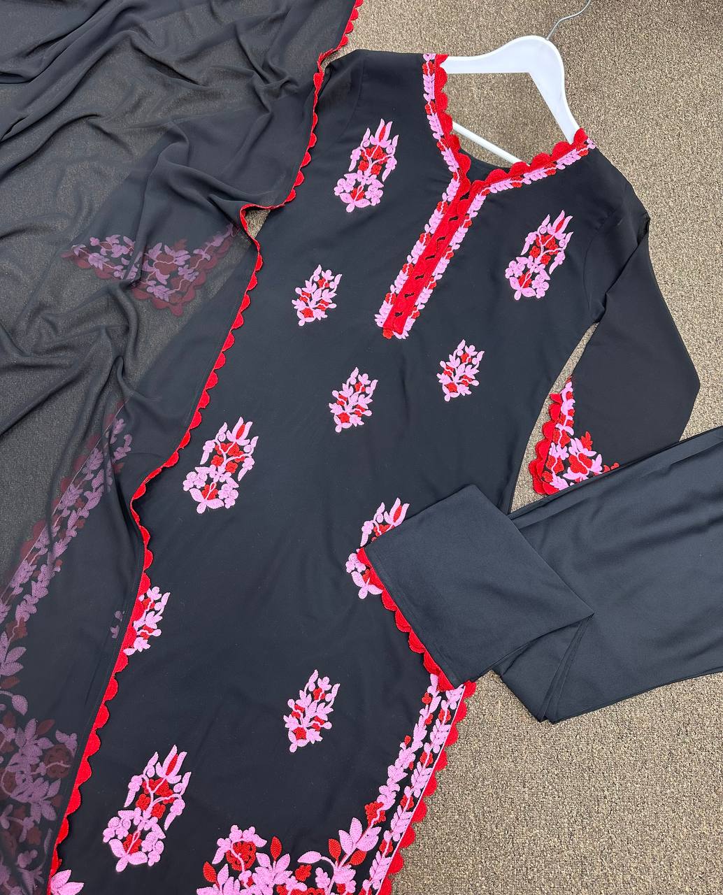 Beautiful Top - Pent & Dupatta With Fancy Embroidery Work