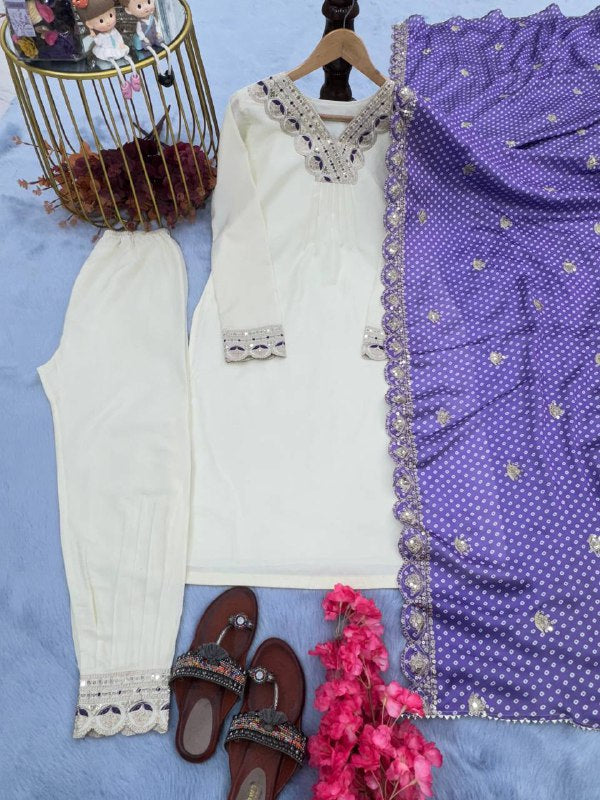 Designer Party Wear Look Fancy Top Bottom & Printed Dupatta Set