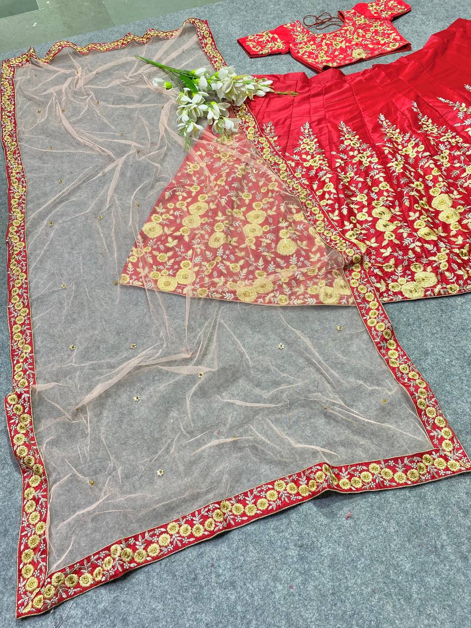 Party Wear Silk Lehenga Choli With Fancy Border Work