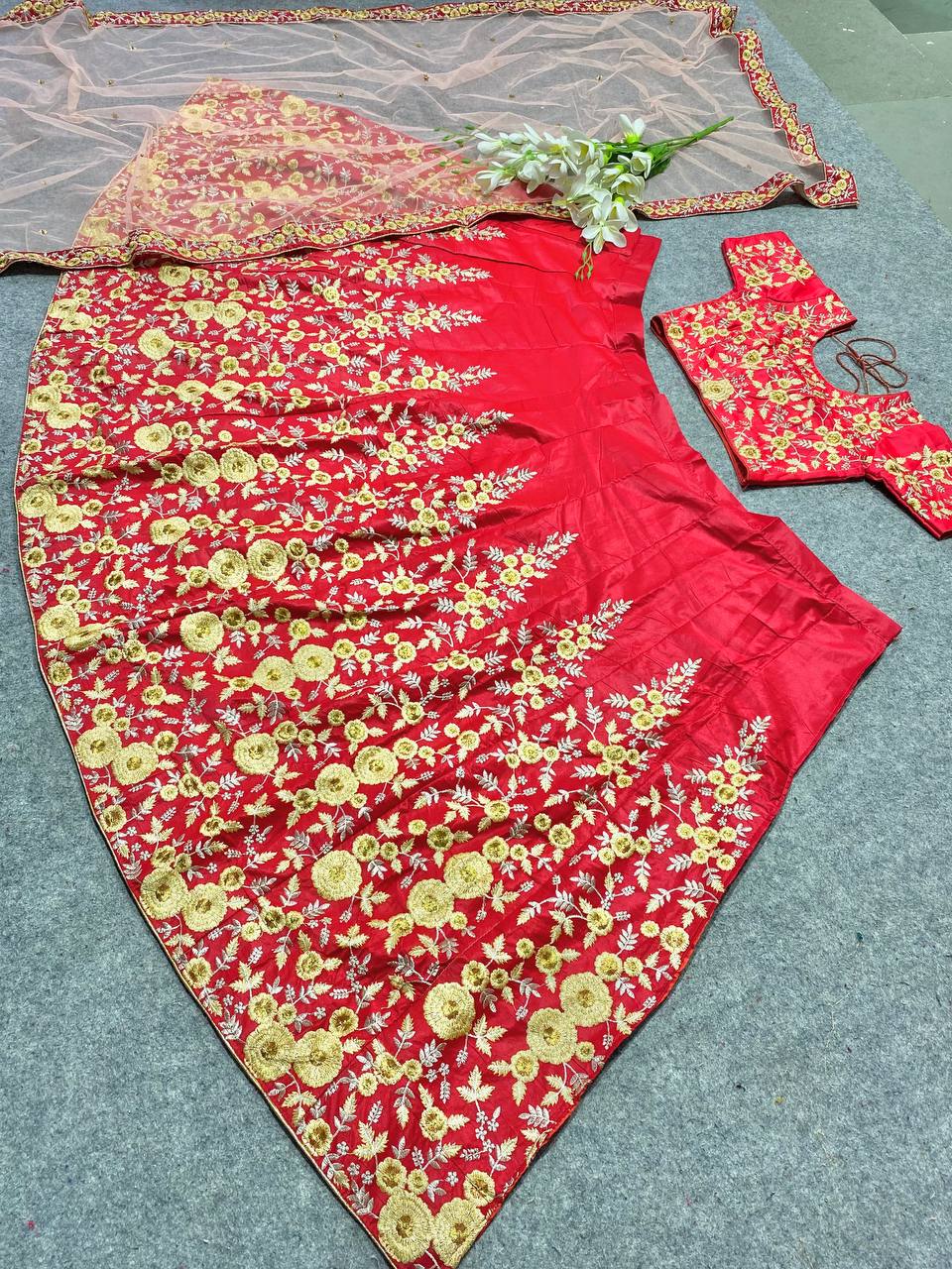 Party Wear Silk Lehenga Choli With Fancy Border Work