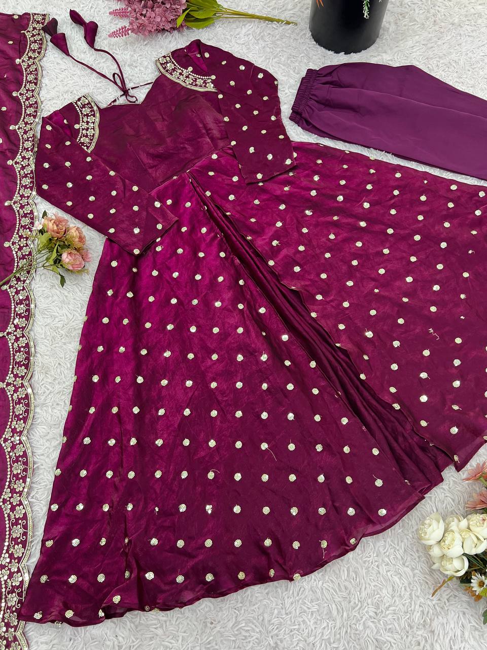 Designer Party Wear Look Gown-Dupatta And Bottom