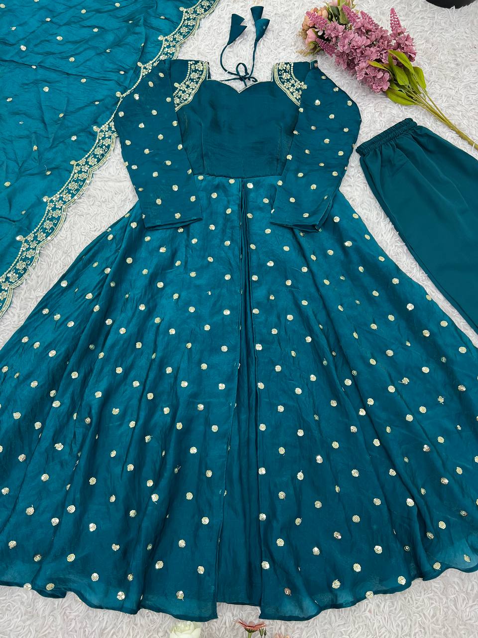 Designer Party Wear Look Gown-Dupatta And Bottom