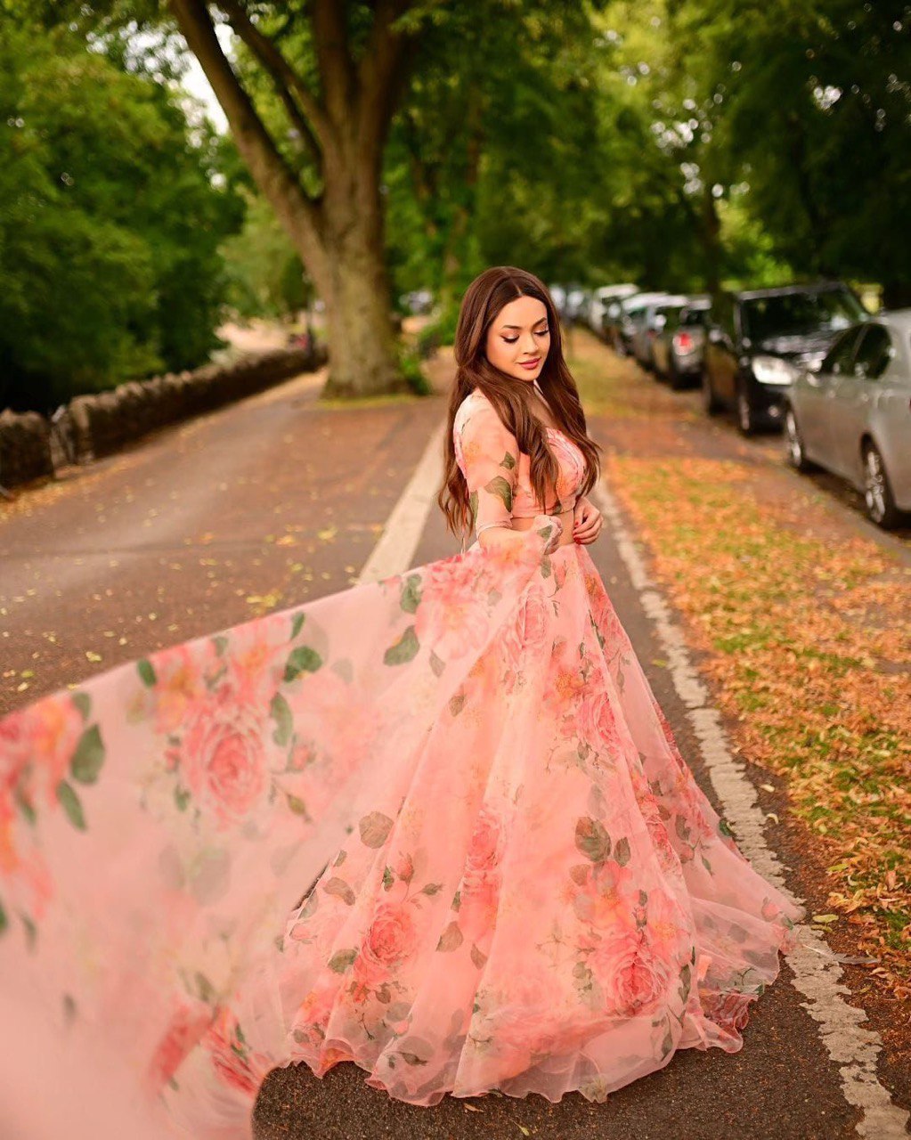 Beautiful Floral Printed Organza Silk Lehenga Choli