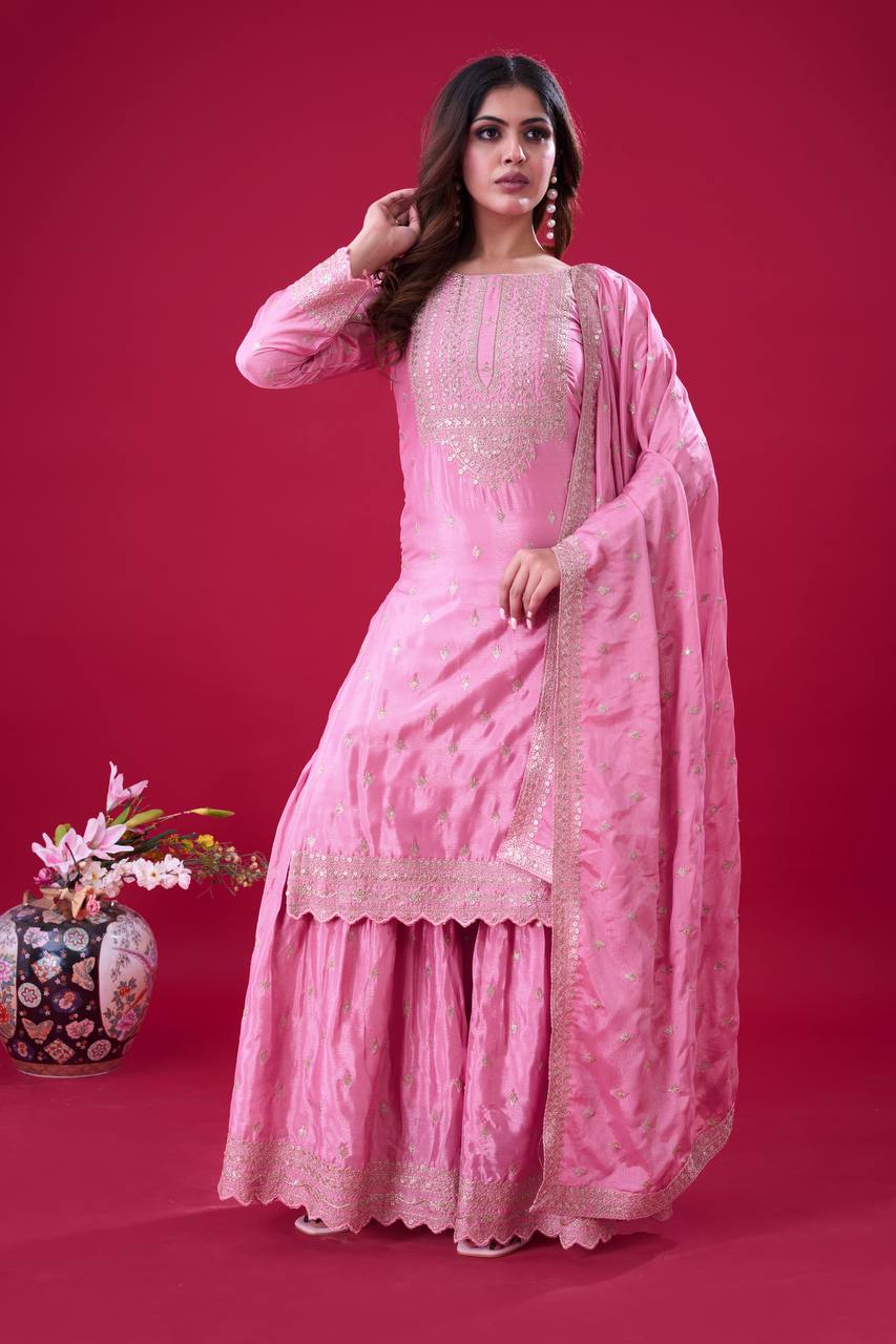 Designer Party Wear Look Fancy Top-Dupatta And Fully Stitched Sharara