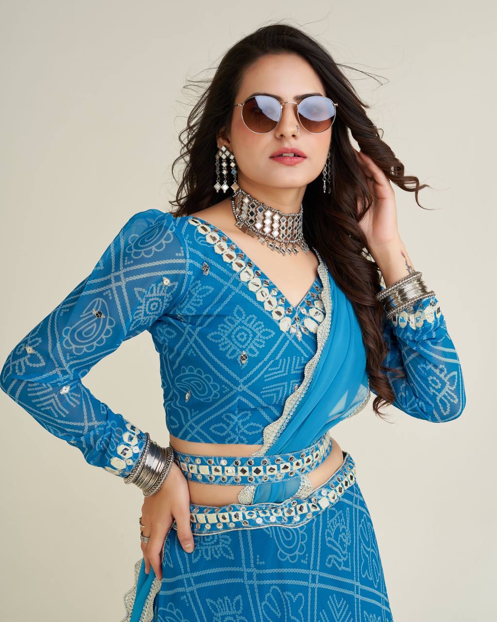 Beautiful Lehenga Choli With Thread , Paper Mirror & Sequence Work