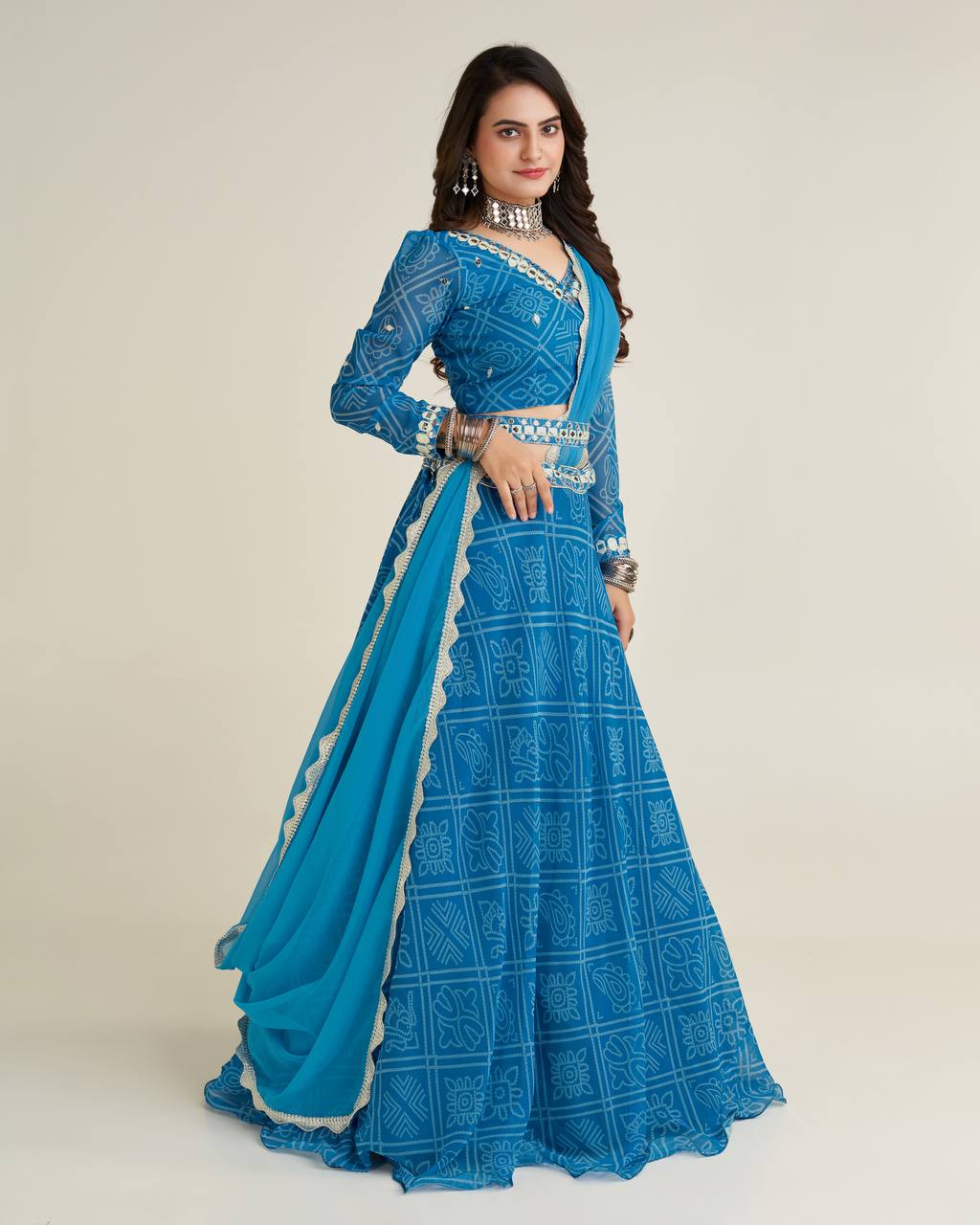Beautiful Lehenga Choli With Thread , Paper Mirror & Sequence Work