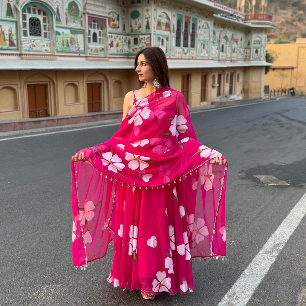 Party Wear Look Beautiful Gown And Dupatta