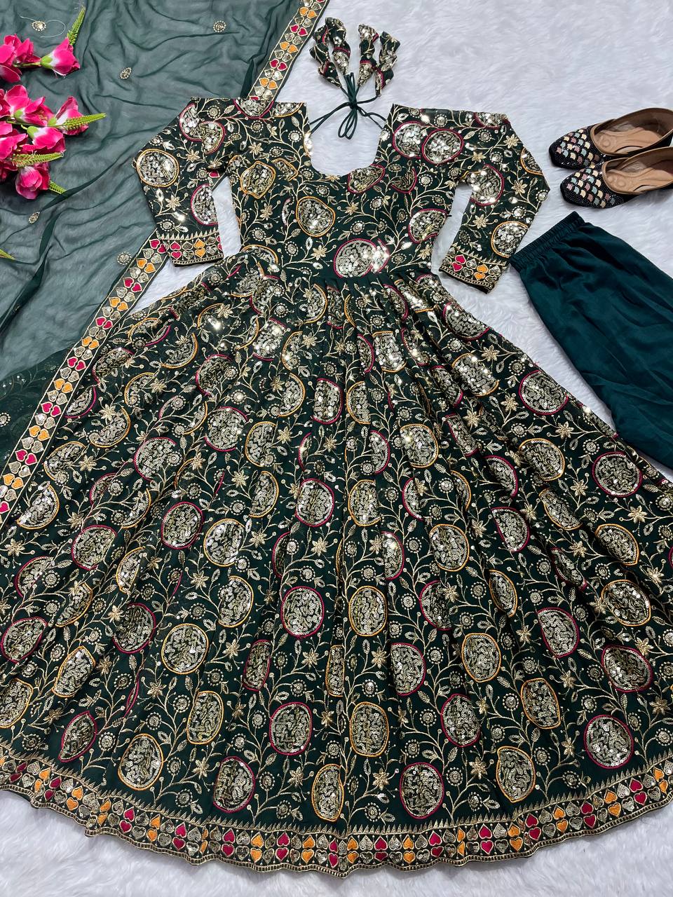 Designer Anarkali Gown Pent And Dupatta In New Fancy Style