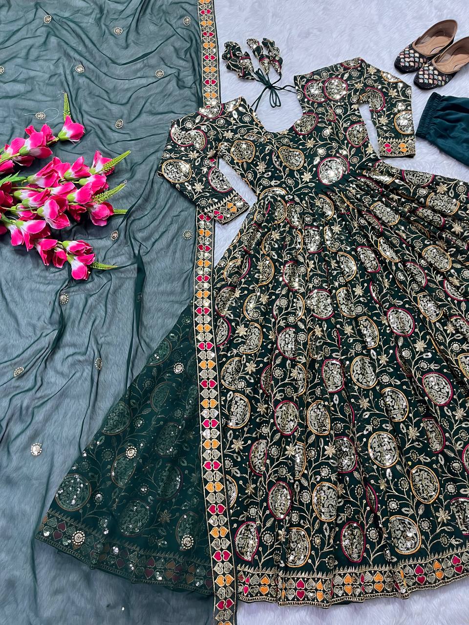 Designer Anarkali Gown Pent And Dupatta In New Fancy Style