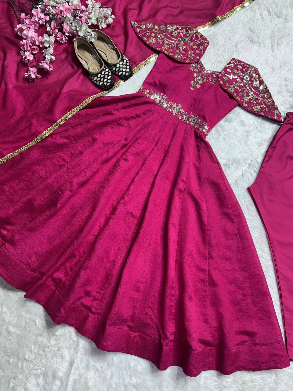 Party Wear Beautiful Gown Pent And Dupatta