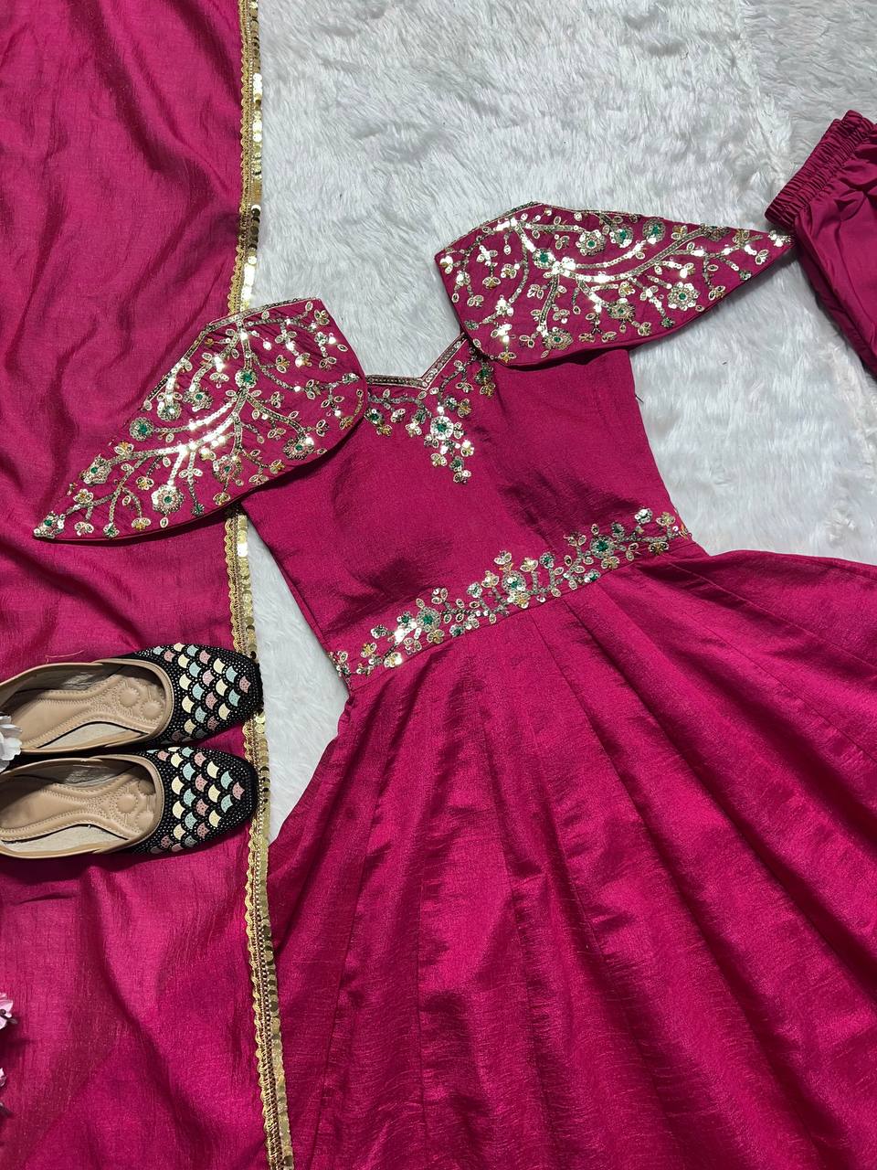Party Wear Beautiful Gown Pent And Dupatta