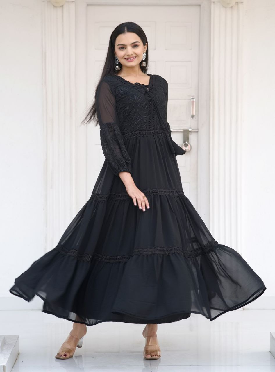 Beautiful Party Wear Gown With Embroidered Work