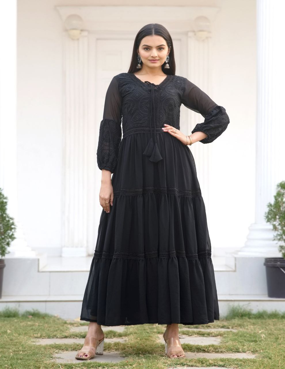 Beautiful Party Wear Gown With Embroidered Work