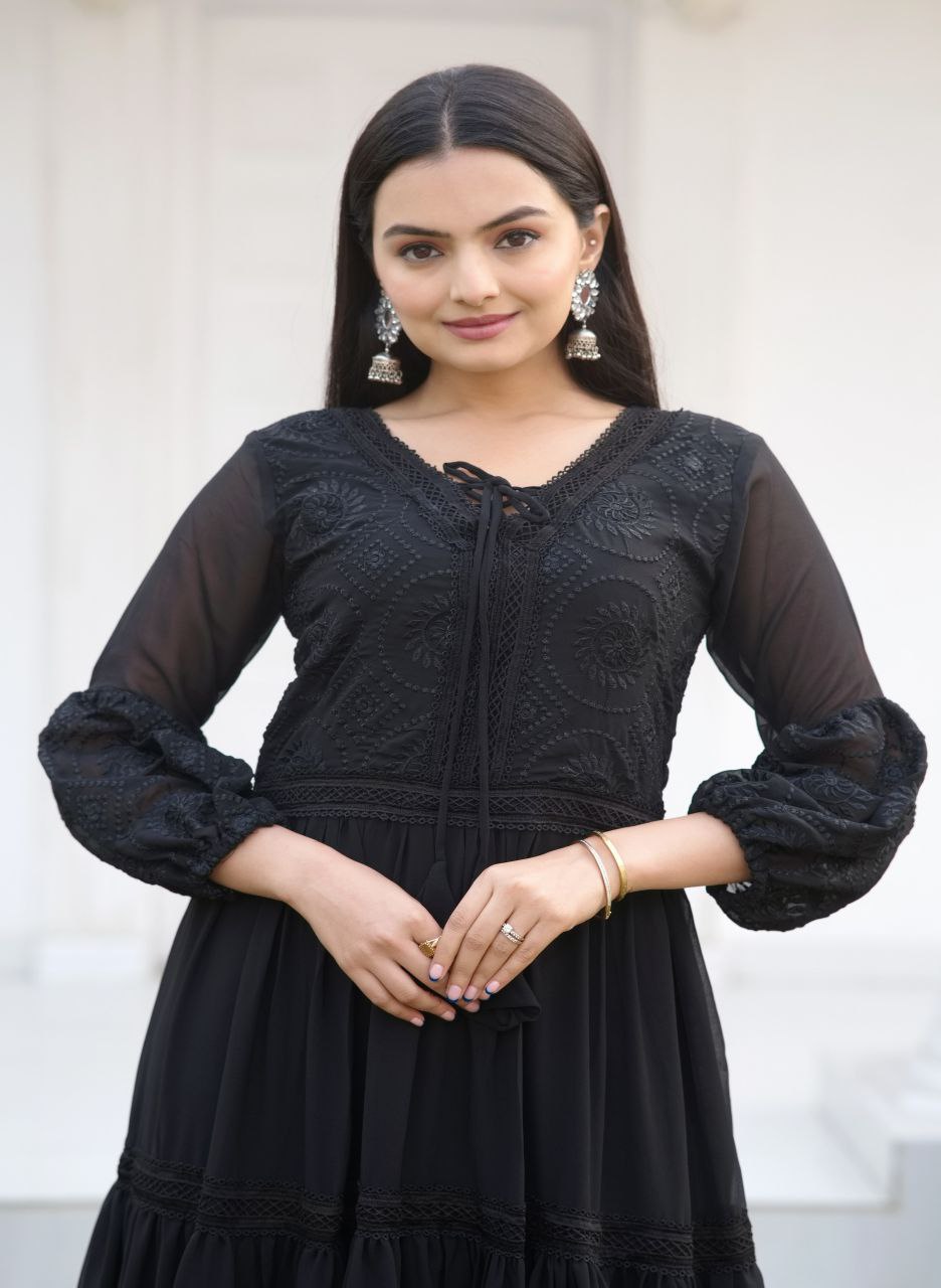 Beautiful Party Wear Gown With Embroidered Work