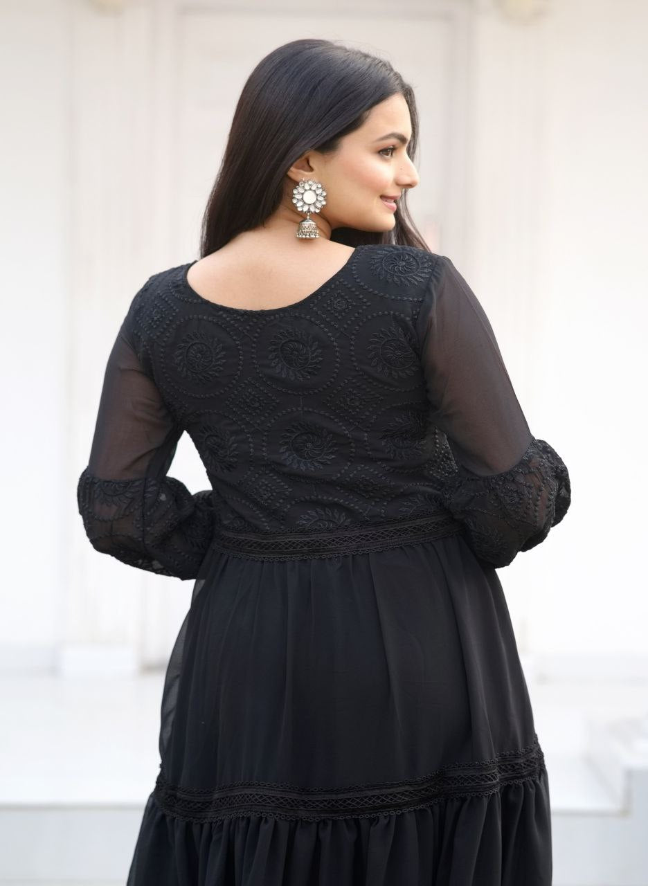 Beautiful Party Wear Gown With Embroidered Work