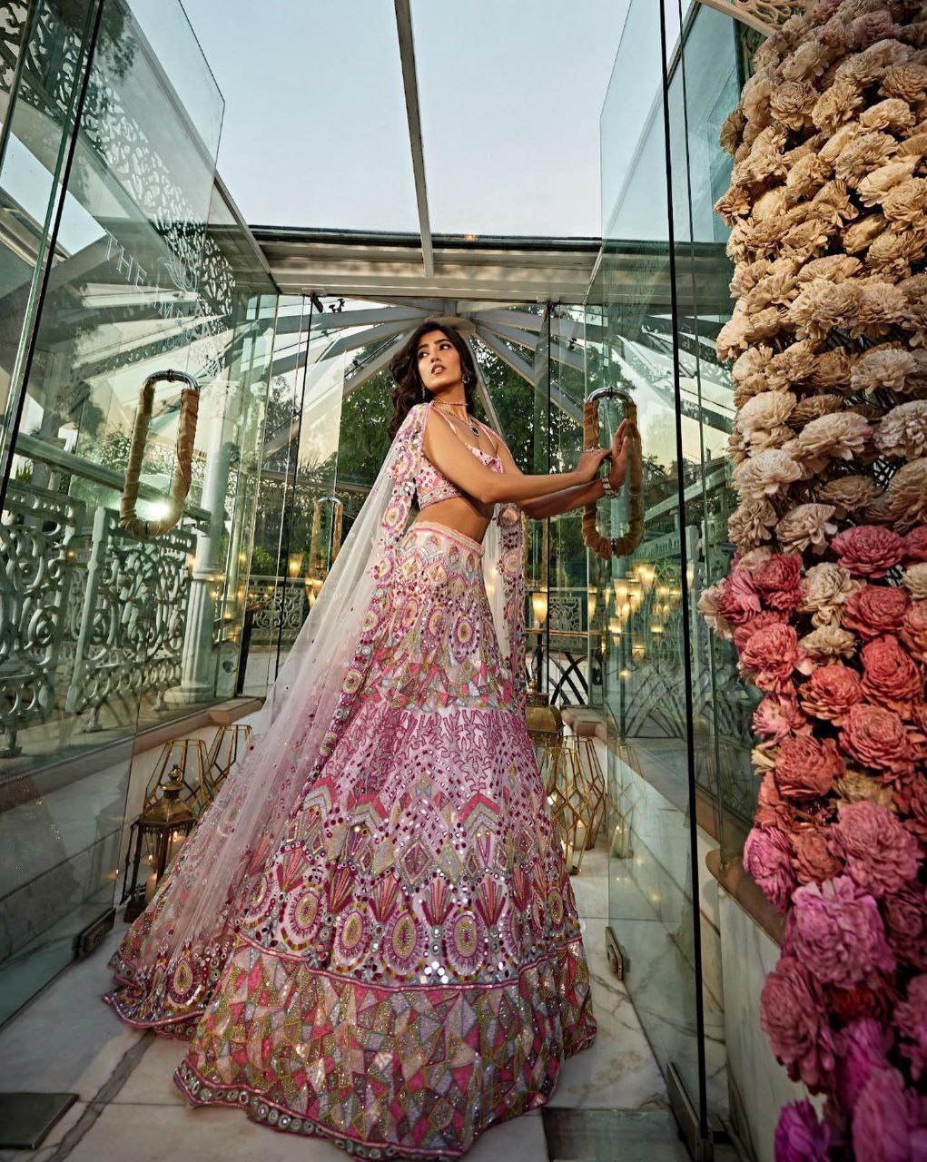 Party Wear Designer Lehenga Choli With Foil Mirror Work