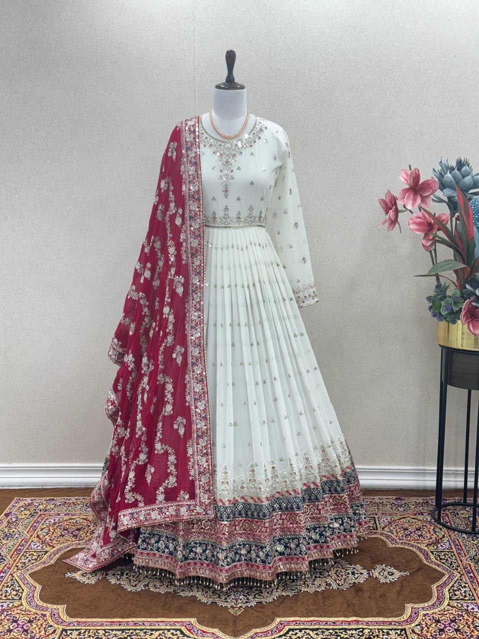 Party Wear Look Gown, Dupatta & Bottom Set
