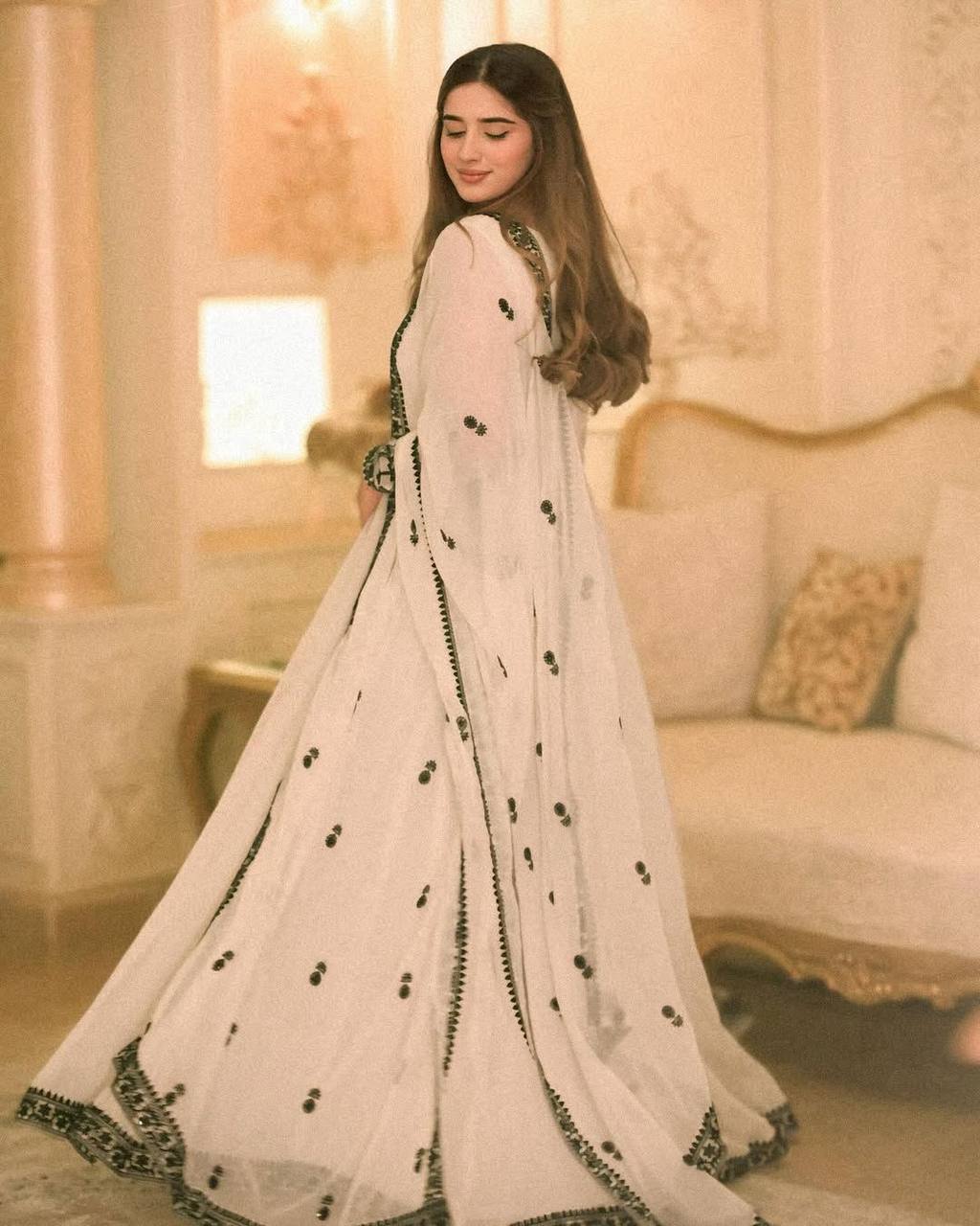 Party Wear Beautiful Anarkali Gown And Fancy Dupatta