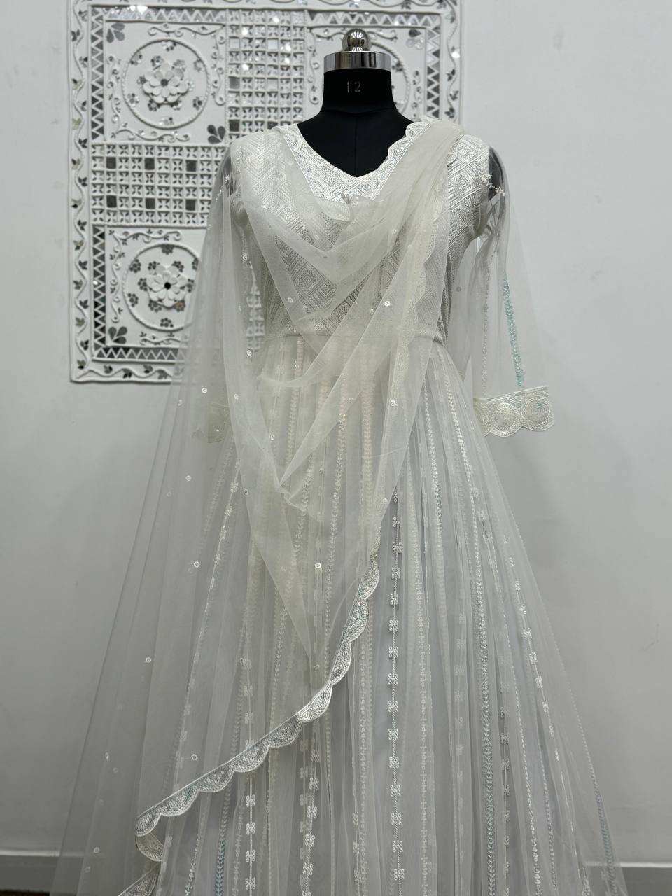 Party Wear Look Beautiful Gown & Dupatta With Embroidery Thread And Sequins Work