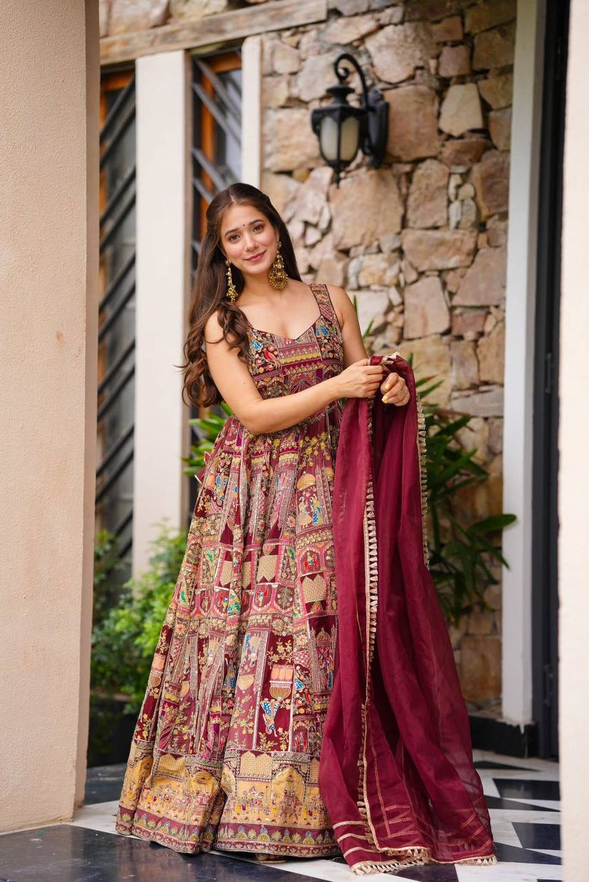 Party Wear Designer Anarkali Gown And Dupatta