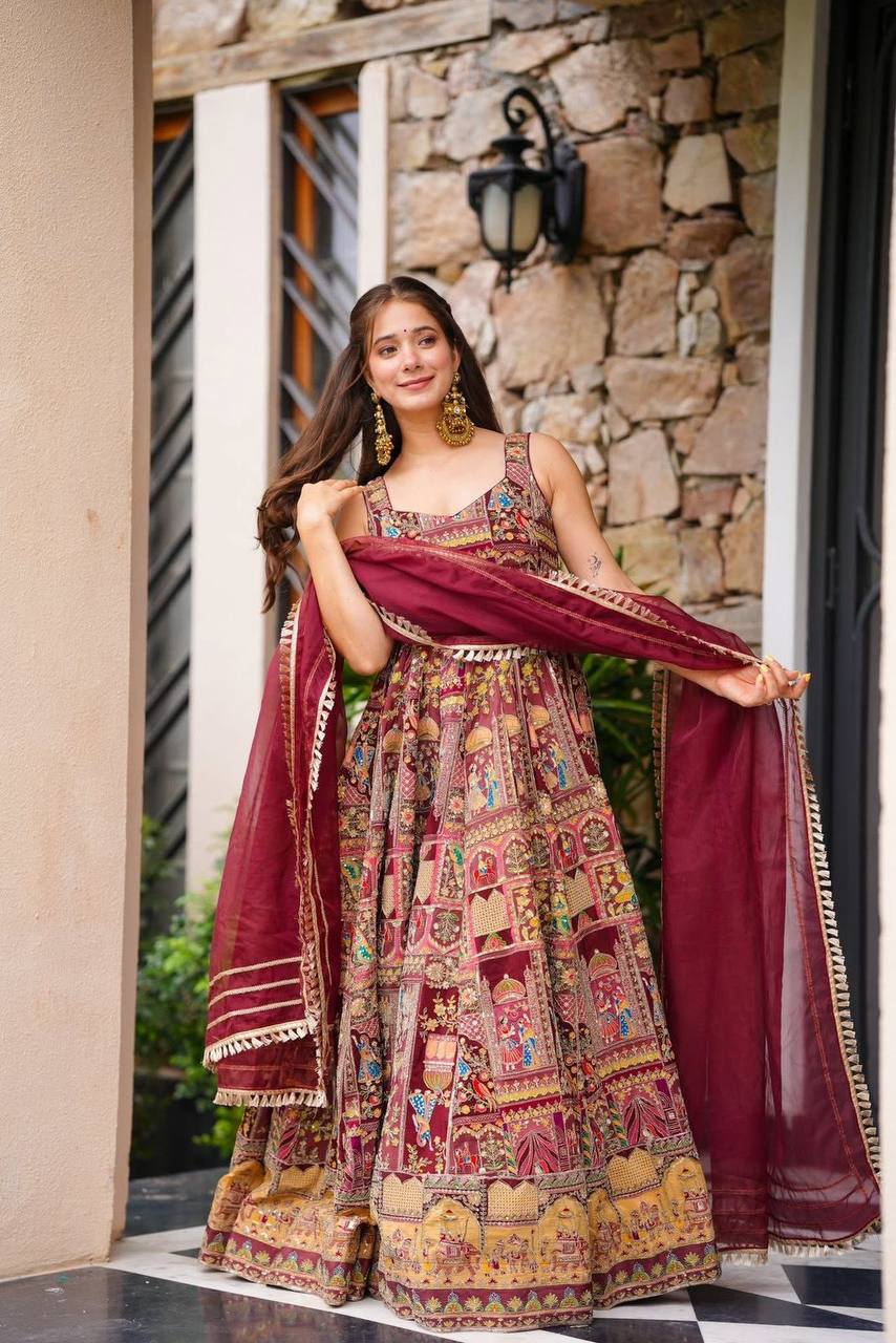 Party Wear Designer Anarkali Gown And Dupatta