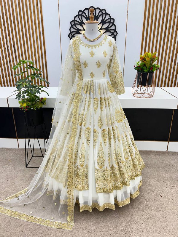 Designer Party Wear Look Gown With Bottom And Dupatta