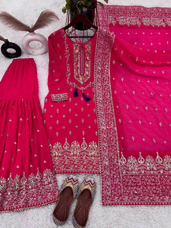 Designer Party Wear Look Fancy Top-Dupatta And Sharara