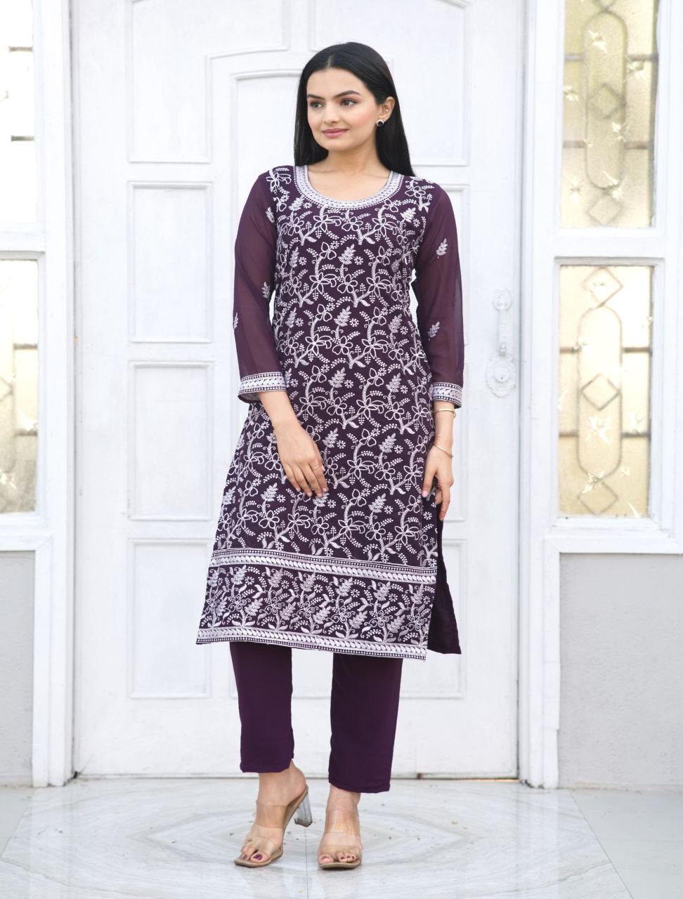 Designer Embroidered Suit Set With Heavy Embroidered Work