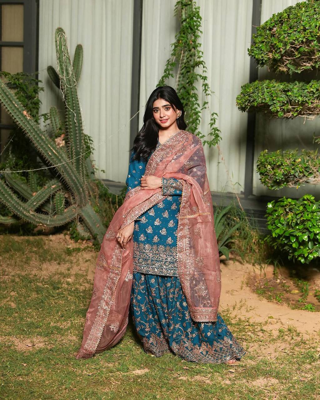 पार्टी वियर लुक डिज़ाइनर टॉप और बॉटम दुपट्टे के साथ