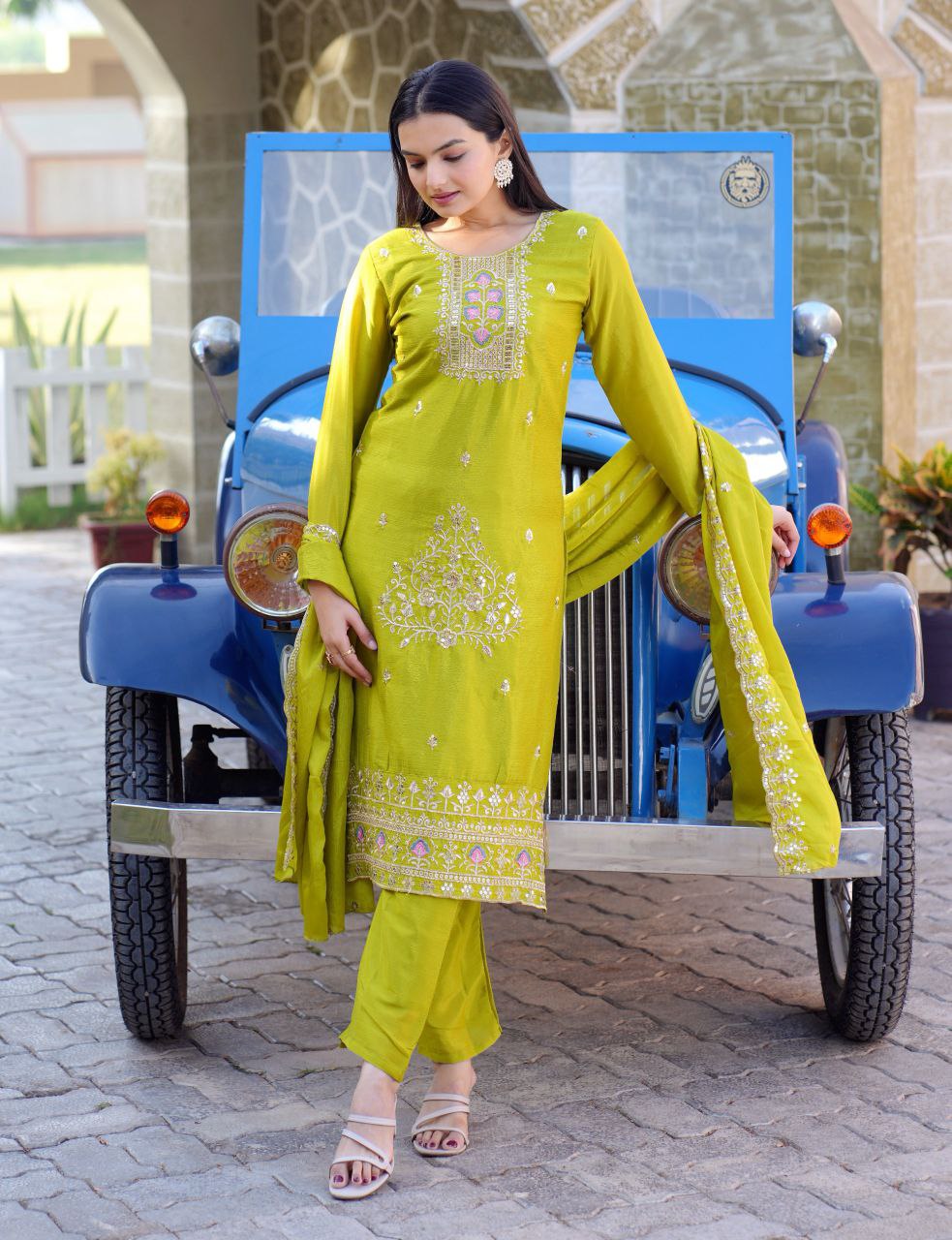 Designer Embroidered Suit Pent And Dupatta With Embroidered Work