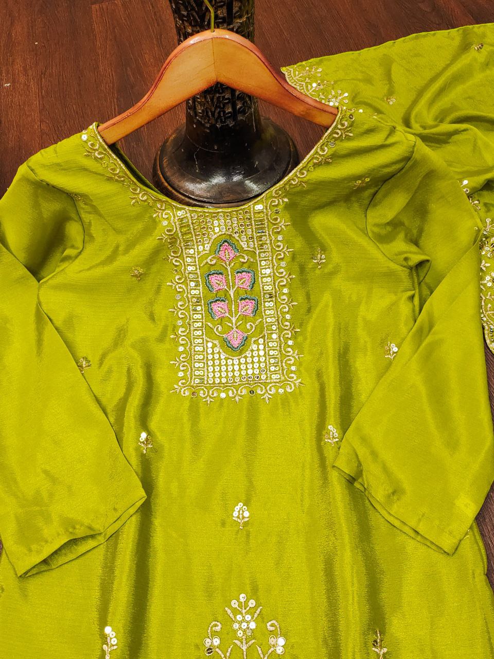 Designer Embroidered Suit Pent And Dupatta With Embroidered Work