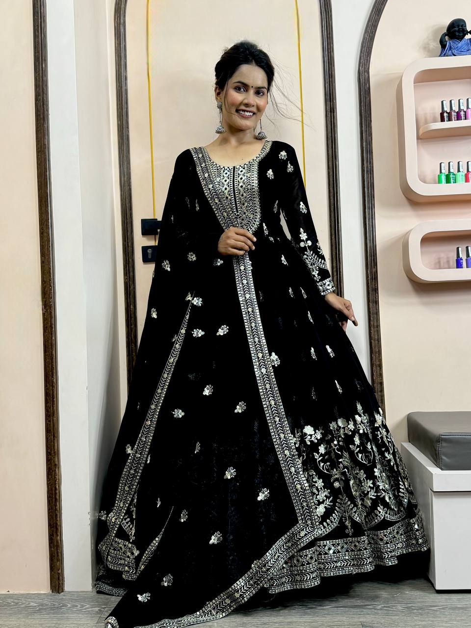 Party Wear Beautiful Anarkali Gown Pent And Dupatta