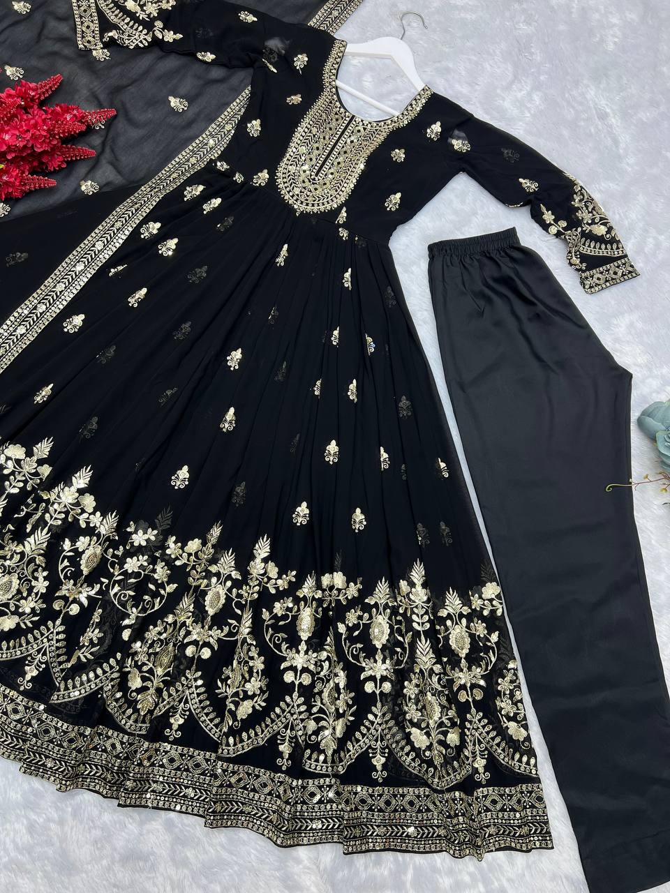 Party Wear Beautiful Anarkali Gown Pent And Dupatta