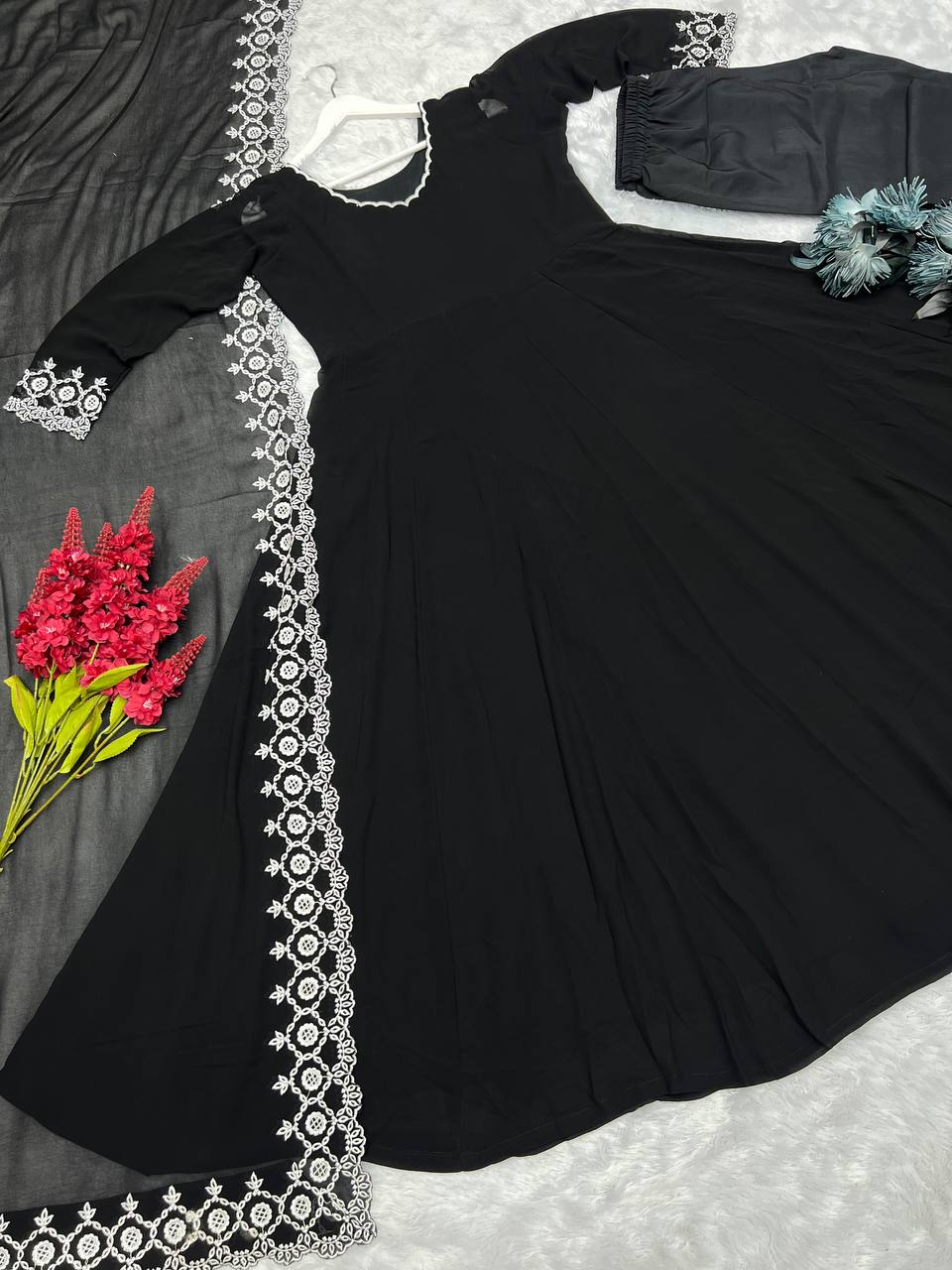 Beautiful Party Wear Anarkali Gown And Pent With Dupatta