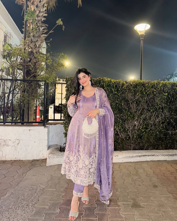 Designer Gown-Bottom And Dupatta With Thread Embroidery Work