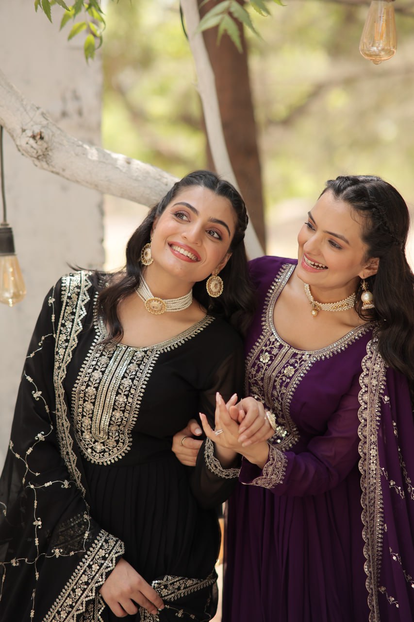 Party Wear Look Gown With Rich Sequins Embroidered Work