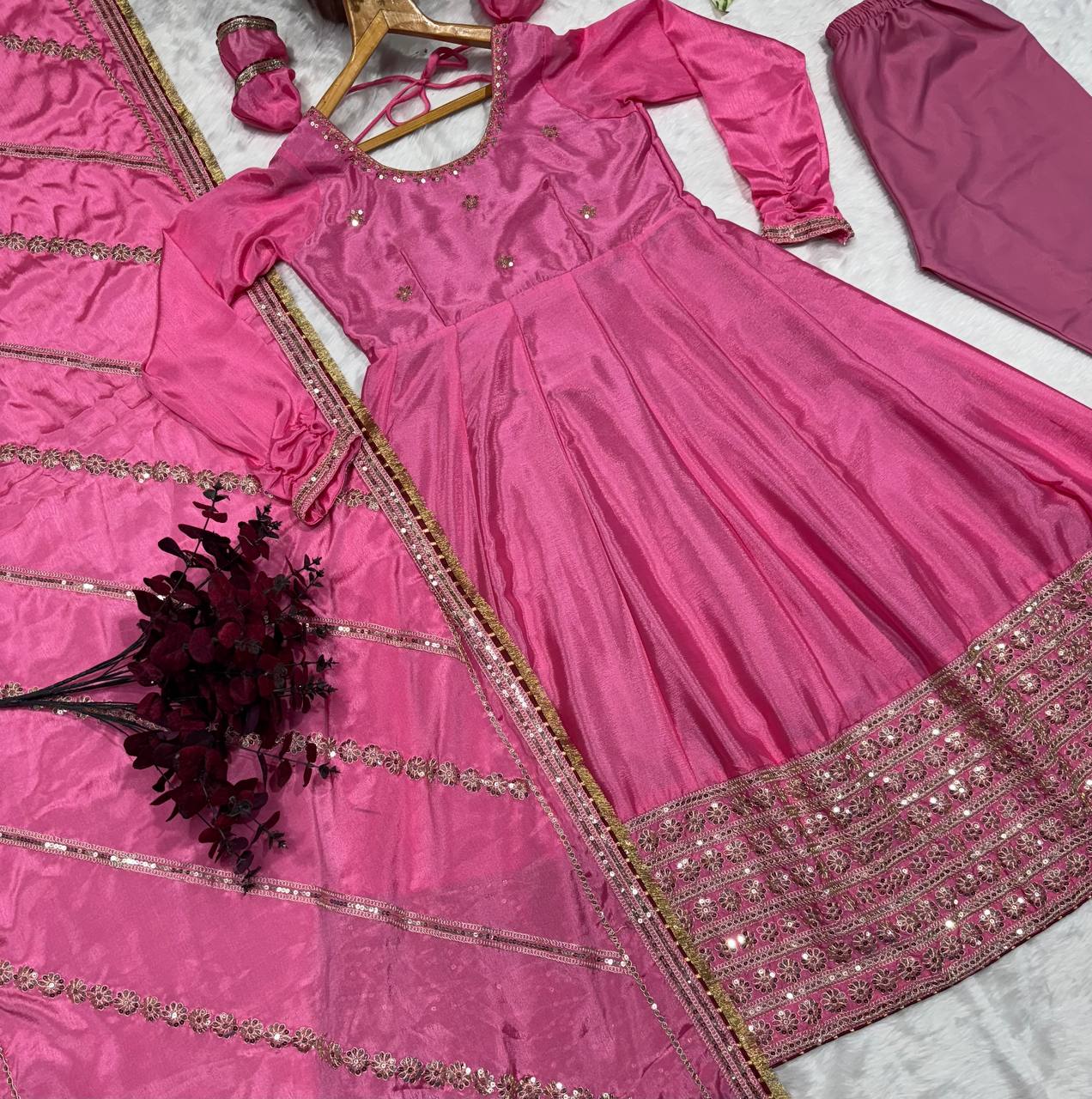 Party Wear Designer Gown And Pent With Beautiful Dupatta