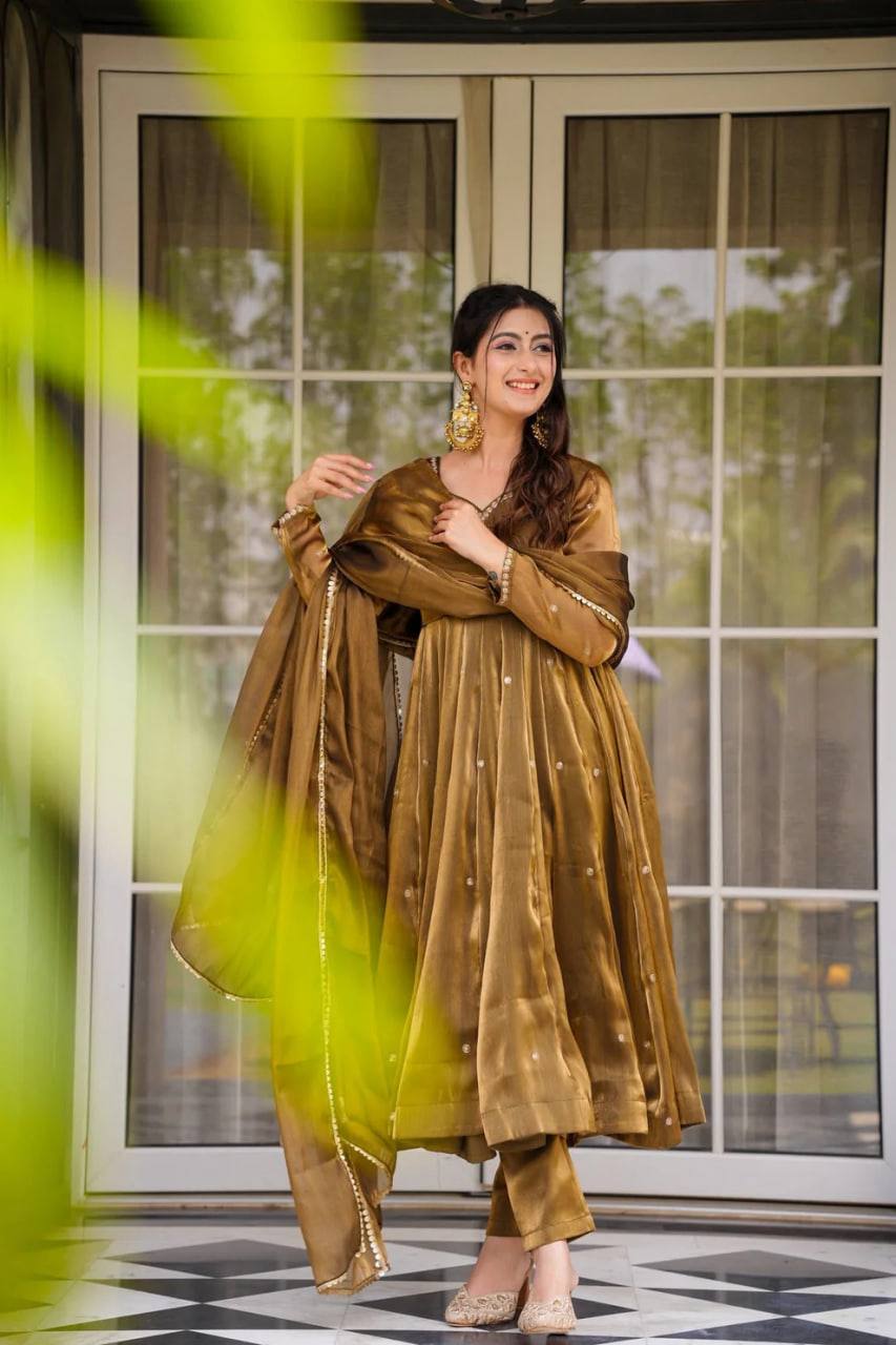 Party Wear Look Anarkali Gown, Pent And Dupatta