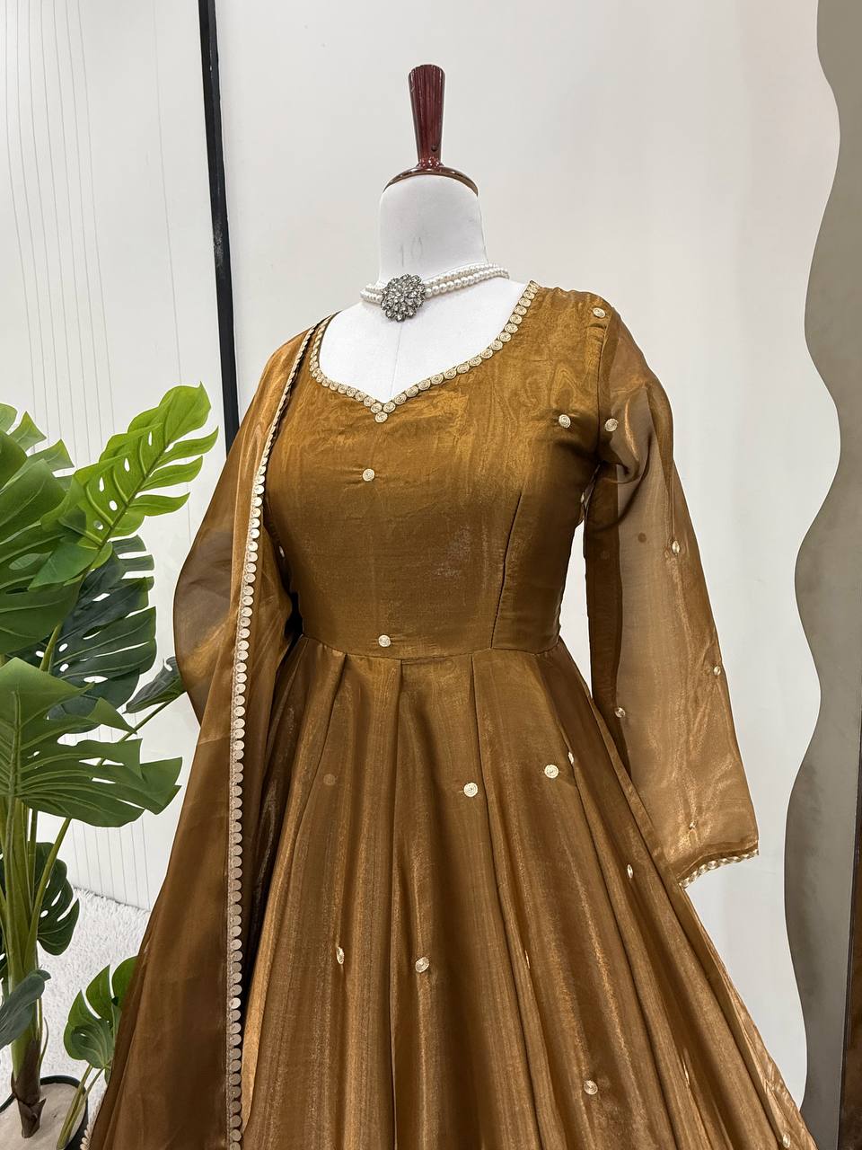 Party Wear Look Anarkali Gown, Pent And Dupatta