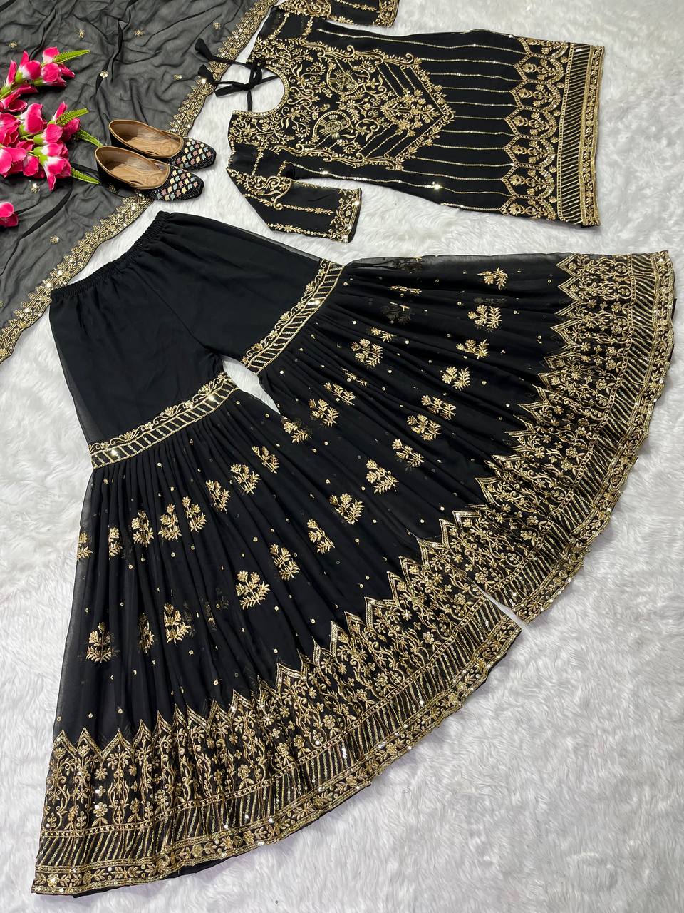 Beautiful Party Wear Sharara Top And Fancy Dupatta