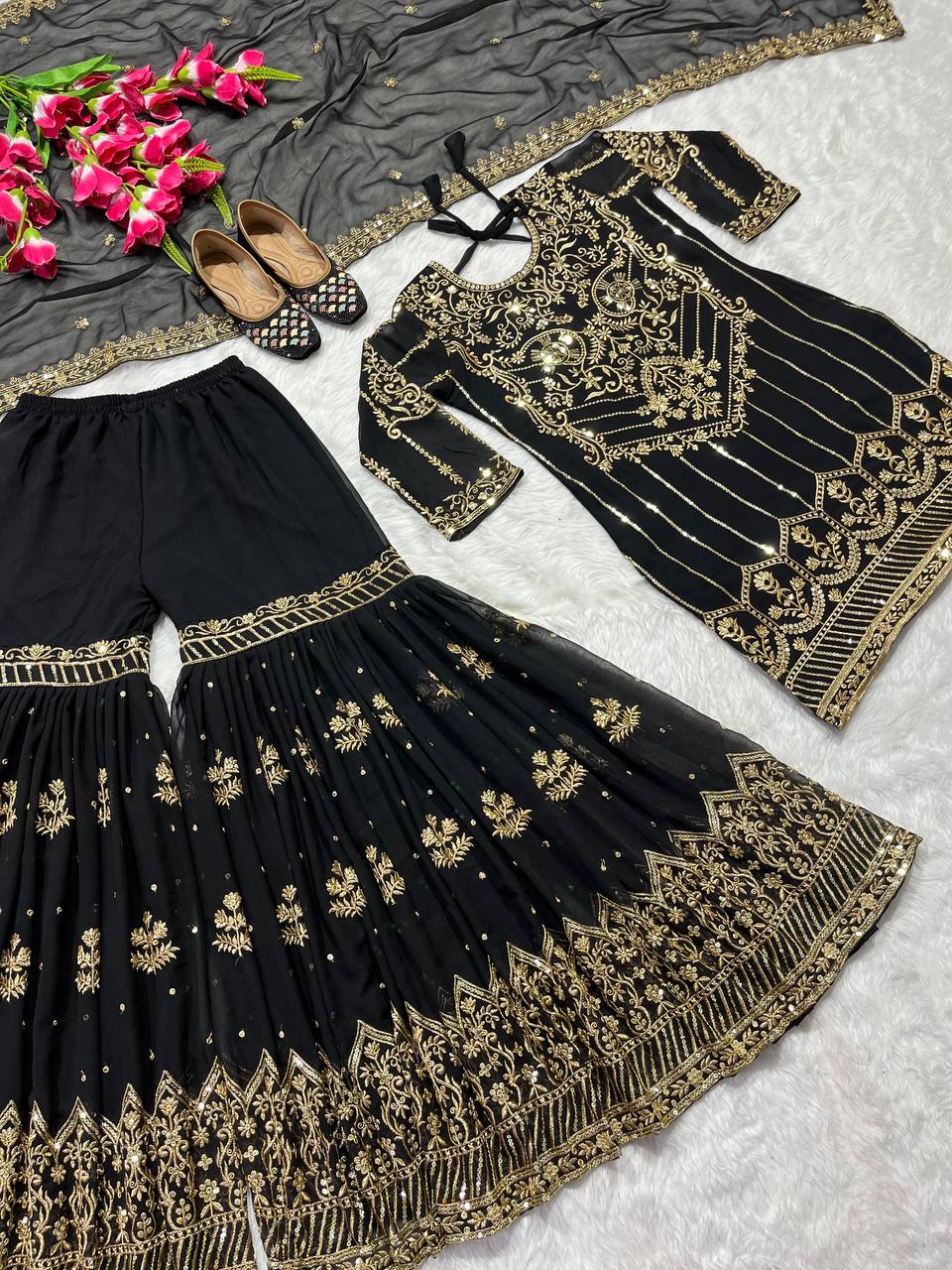 Beautiful Party Wear Sharara Top And Fancy Dupatta