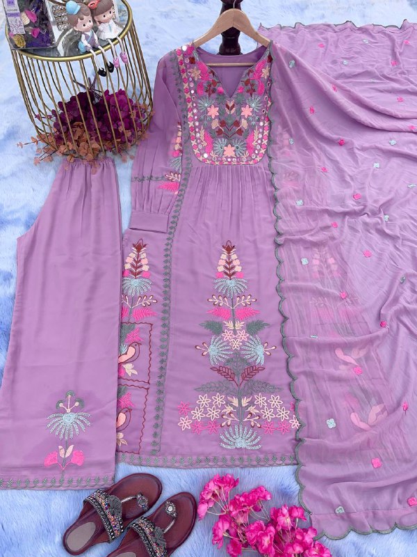 Beautiful Top Plazzo & Dupatta With Heavy Embroidery Work