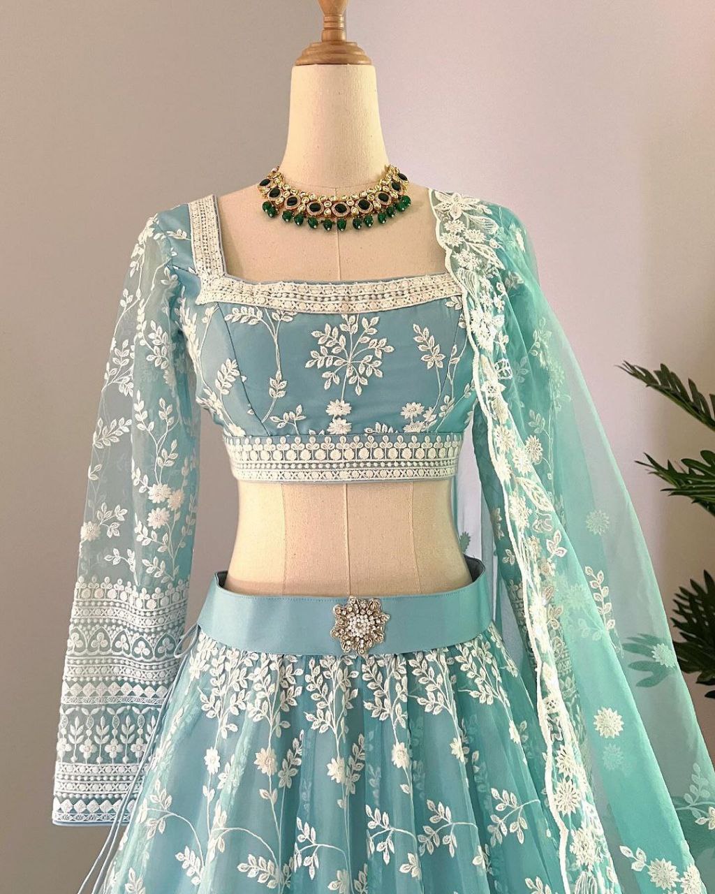 Party Wear Lehenga Choli With Beautiful Cotton Thread Embroidery