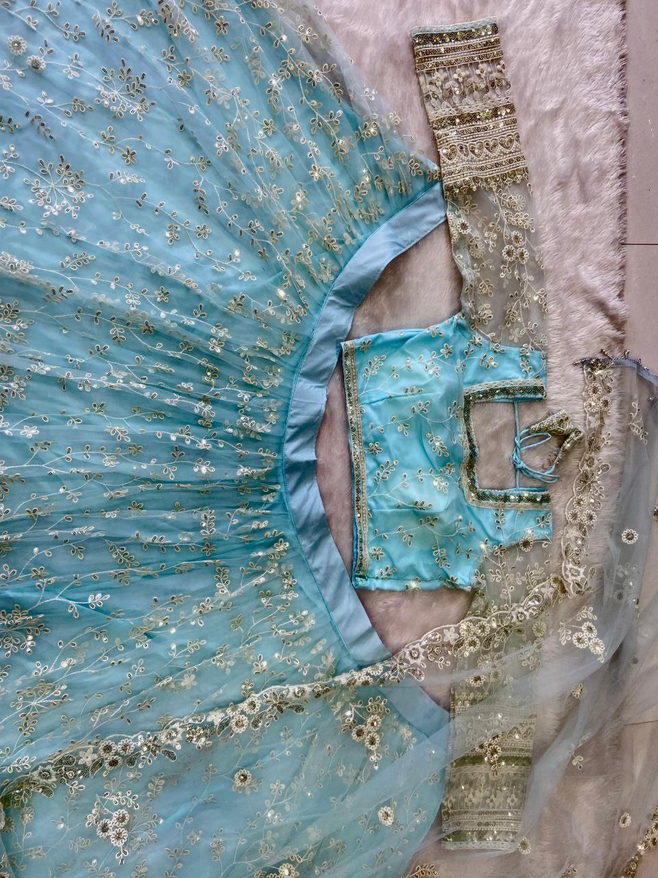 Party Wear Lehenga Choli With Beautiful Cotton Thread Embroidery