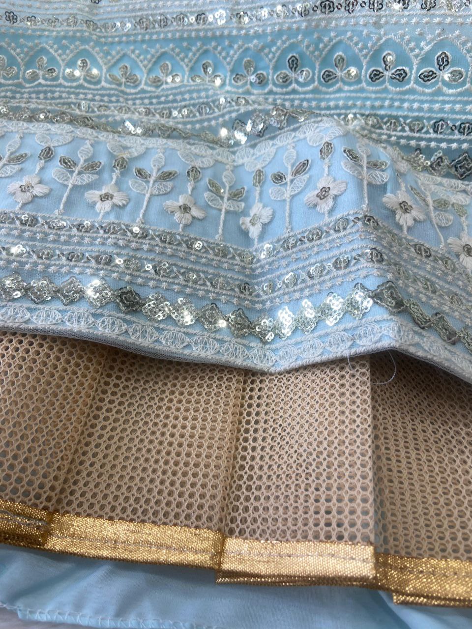 Party Wear Lehenga Choli With Beautiful Cotton Thread Embroidery