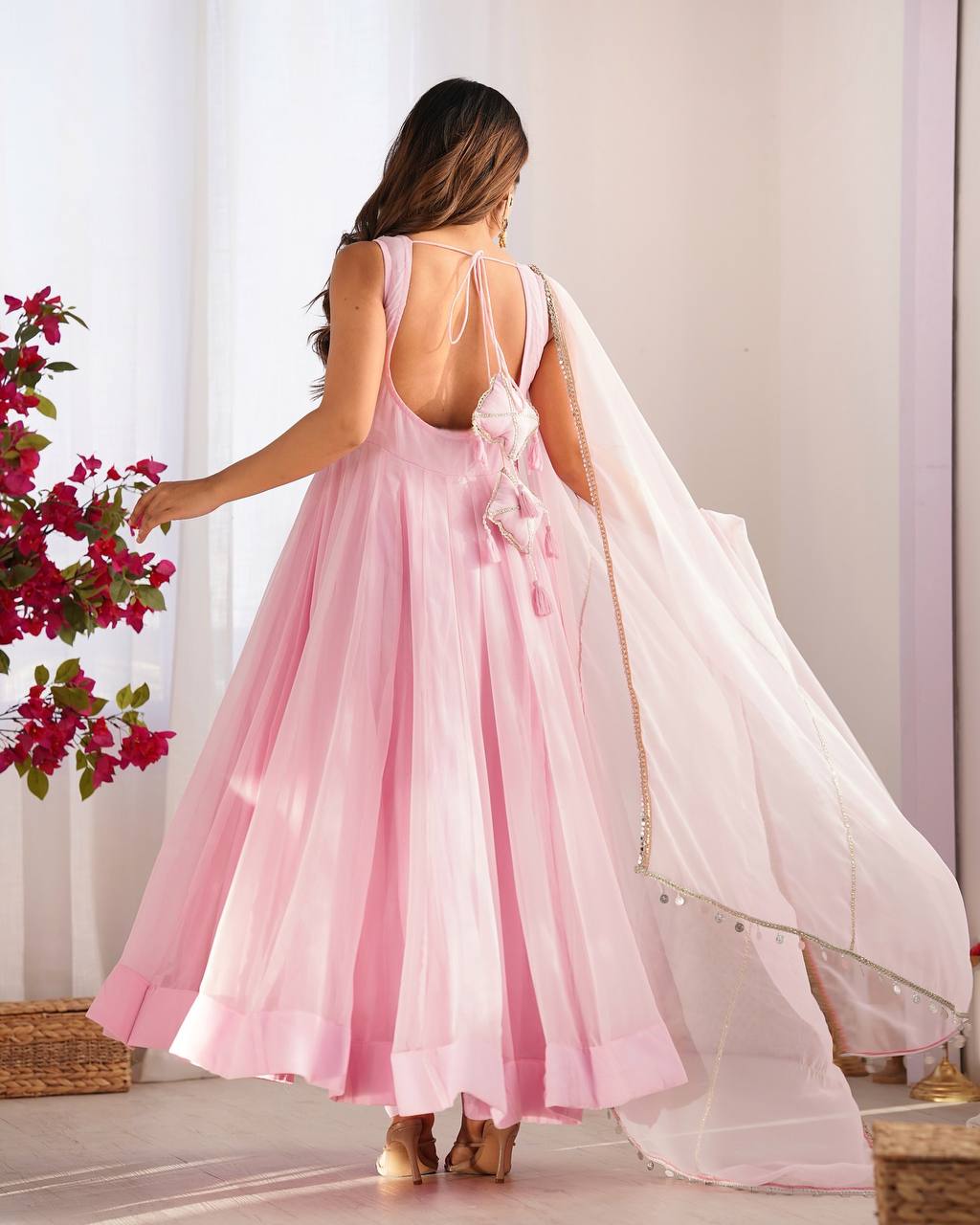 Party Wear Designer Anarkali Gown-Bottom And Dupatta